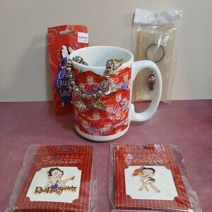 Red Hat Society Betty Boop Pins, Mug, Bracelet, Pin, Brooch and Keychain